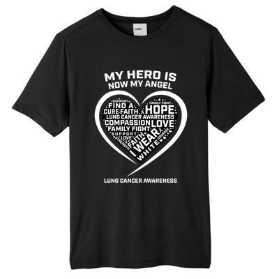 In Memory Of My Hero Is Now My Angel Lung Cancer Awareness Gift Tall Fusion ChromaSoft Performance T-Shirt