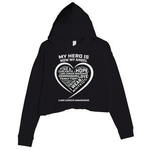 In Memory Of My Hero Is Now My Angel Lung Cancer Awareness Gift Crop Fleece Hoodie