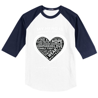 In Memory Of My Hero Is Now My Angel Lung Cancer Awareness Gift Baseball Sleeve Shirt