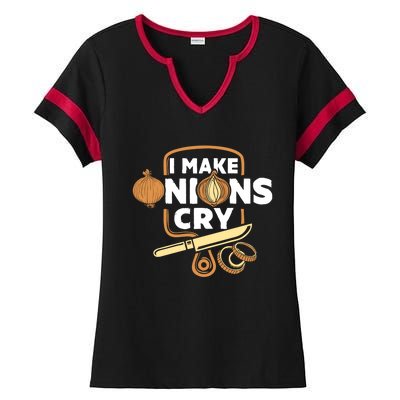 I Make Onions Cry Funny Chef Gift Ladies Halftime Notch Neck Tee