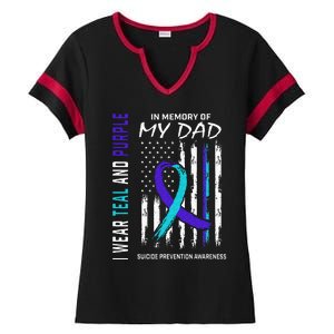 In Memory Of Dad Suicide Awareness Prevention American Flag Ladies Halftime Notch Neck Tee