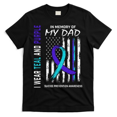 In Memory Of Dad Suicide Awareness Prevention American Flag T-Shirt