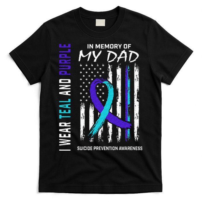 In Memory Of Dad Suicide Awareness Prevention American Flag T-Shirt
