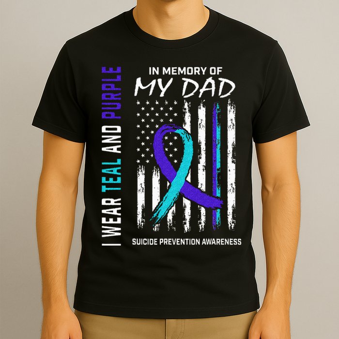 In Memory Of Dad Suicide Awareness Prevention American Flag T-Shirt