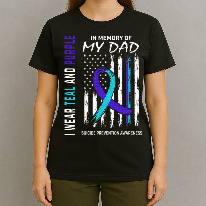 In Memory Of Dad Suicide Awareness Prevention American Flag T-Shirt