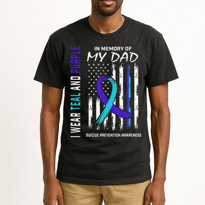 In Memory Of Dad Suicide Awareness Prevention American Flag Tall T-Shirt