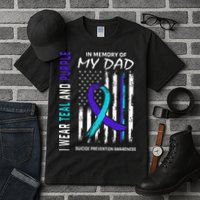 In Memory Of Dad Suicide Awareness Prevention American Flag Tall T-Shirt