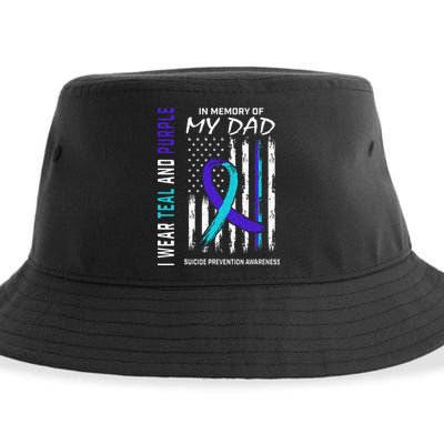 In Memory Of Dad Suicide Awareness Prevention American Flag Sustainable Bucket Hat