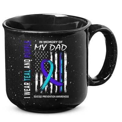 In Memory Of Dad Suicide Awareness Prevention American Flag 15oz Campfire Ceramic Mug