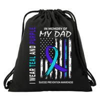 In Memory Of Dad Suicide Awareness Prevention American Flag Drawstring Bag
