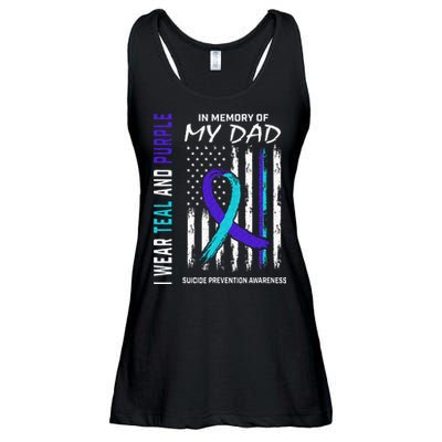 In Memory Of Dad Suicide Awareness Prevention American Flag Ladies Essential Flowy Tank