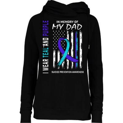 In Memory Of Dad Suicide Awareness Prevention American Flag Womens Funnel Neck Pullover Hood