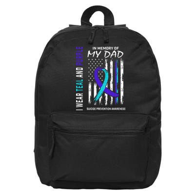 In Memory Of Dad Suicide Awareness Prevention American Flag 16 in Basic Backpack