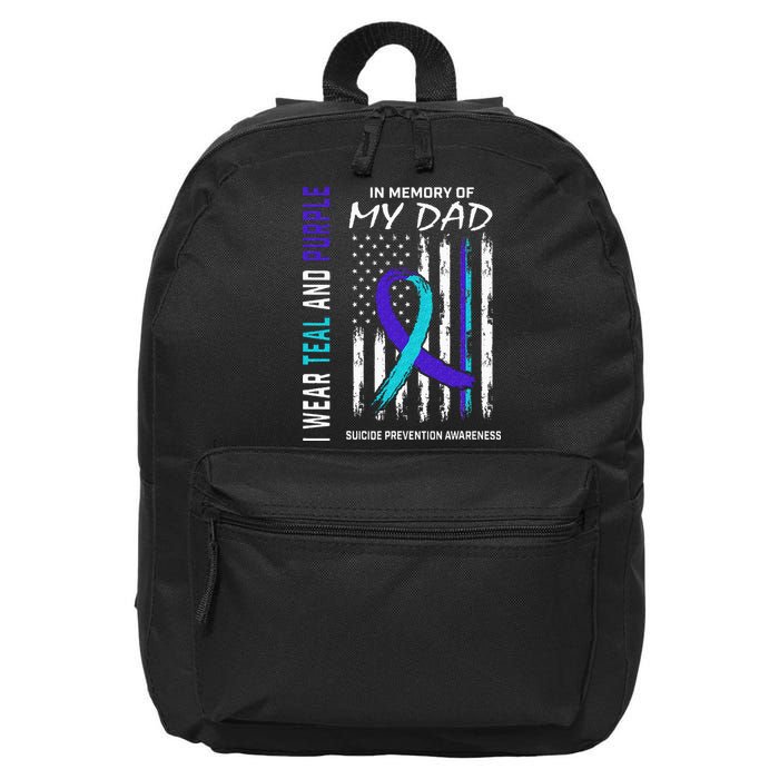 In Memory Of Dad Suicide Awareness Prevention American Flag 16 in Basic Backpack