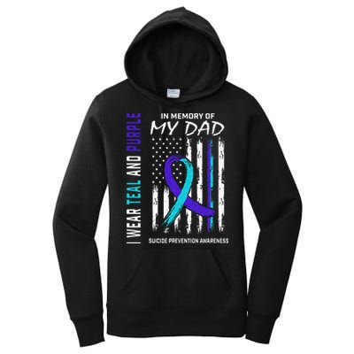 In Memory Of Dad Suicide Awareness Prevention American Flag Women's Pullover Hoodie