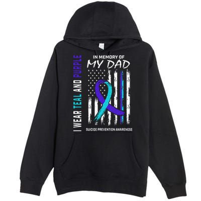 In Memory Of Dad Suicide Awareness Prevention American Flag Premium Pullover Hoodie