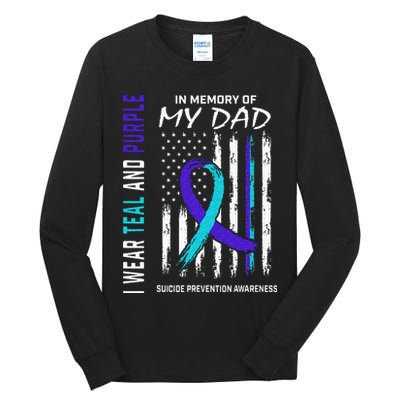 In Memory Of Dad Suicide Awareness Prevention American Flag Tall Long Sleeve T-Shirt