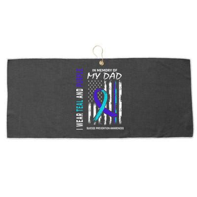 In Memory Of Dad Suicide Awareness Prevention American Flag Large Microfiber Waffle Golf Towel