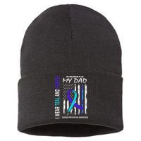In Memory Of Dad Suicide Awareness Prevention American Flag Sustainable Knit Beanie