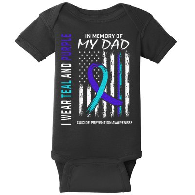 In Memory Of Dad Suicide Awareness Prevention American Flag Baby Bodysuit