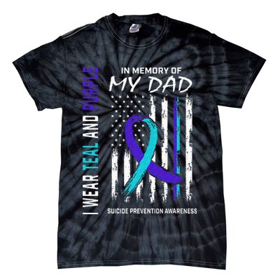 In Memory Of Dad Suicide Awareness Prevention American Flag Tie-Dye T-Shirt