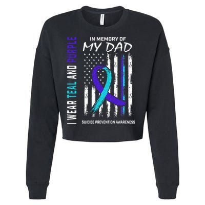 In Memory Of Dad Suicide Awareness Prevention American Flag Cropped Pullover Crew