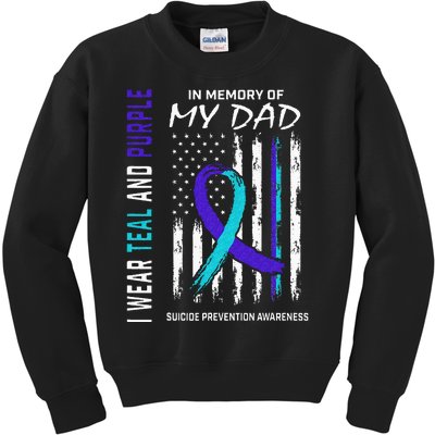 In Memory Of Dad Suicide Awareness Prevention American Flag Kids Sweatshirt