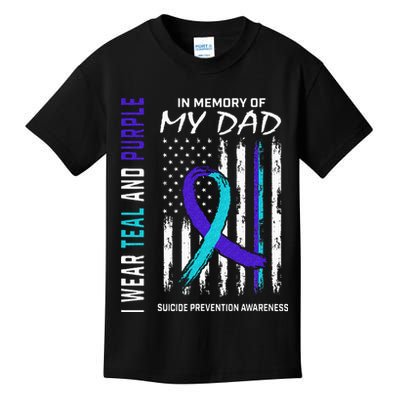 In Memory Of Dad Suicide Awareness Prevention American Flag Kids T-Shirt