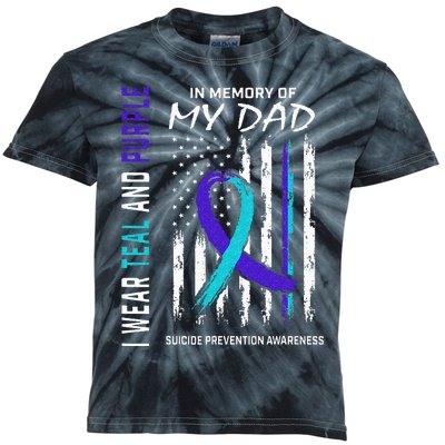 In Memory Of Dad Suicide Awareness Prevention American Flag Kids Tie-Dye T-Shirt