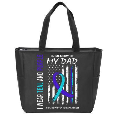 In Memory Of Dad Suicide Awareness Prevention American Flag Zip Tote Bag