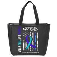 In Memory Of Dad Suicide Awareness Prevention American Flag Zip Tote Bag