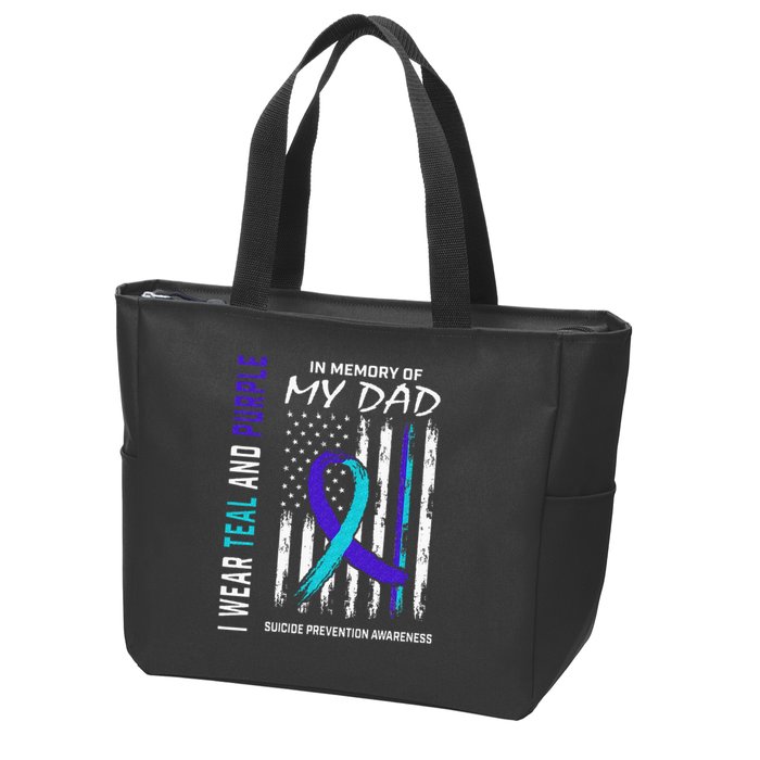 In Memory Of Dad Suicide Awareness Prevention American Flag Zip Tote Bag