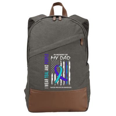 In Memory Of Dad Suicide Awareness Prevention American Flag Cotton Canvas Backpack