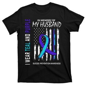 In Memory Of My Husband Suicide Awareness Prevention Flag T-Shirt