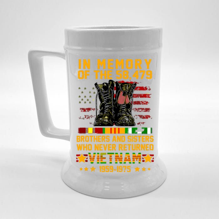 In Memory Of The 58479 Brothers And Sisters Vietnam Veteran Beer Stein