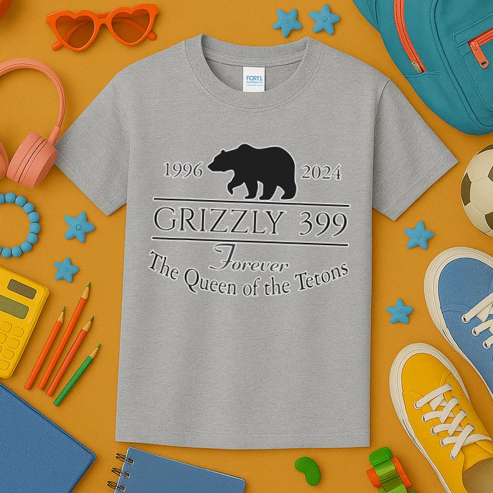 In Memory Of Bear 399 Forever Queen Of The Tetons Kids T-Shirt