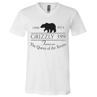 In Memory Of Bear 399 Forever Queen Of The Tetons V-Neck T-Shirt