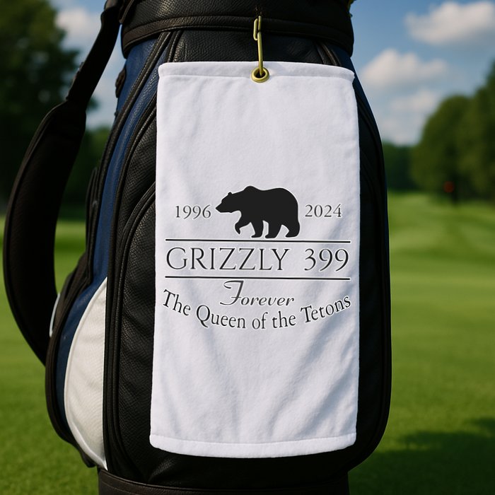 In Memory Of Bear 399 Forever Queen Of The Tetons Golf Towel