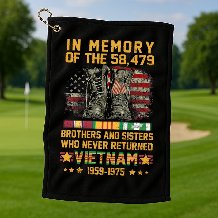 In Memory Of The 58479 Brothers And Sisters Vietnam Veteran Gift Golf Towel