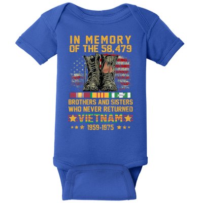 In Memory Of The 58479 Brothers And Sisters Vietnam Veteran Gift Baby Bodysuit