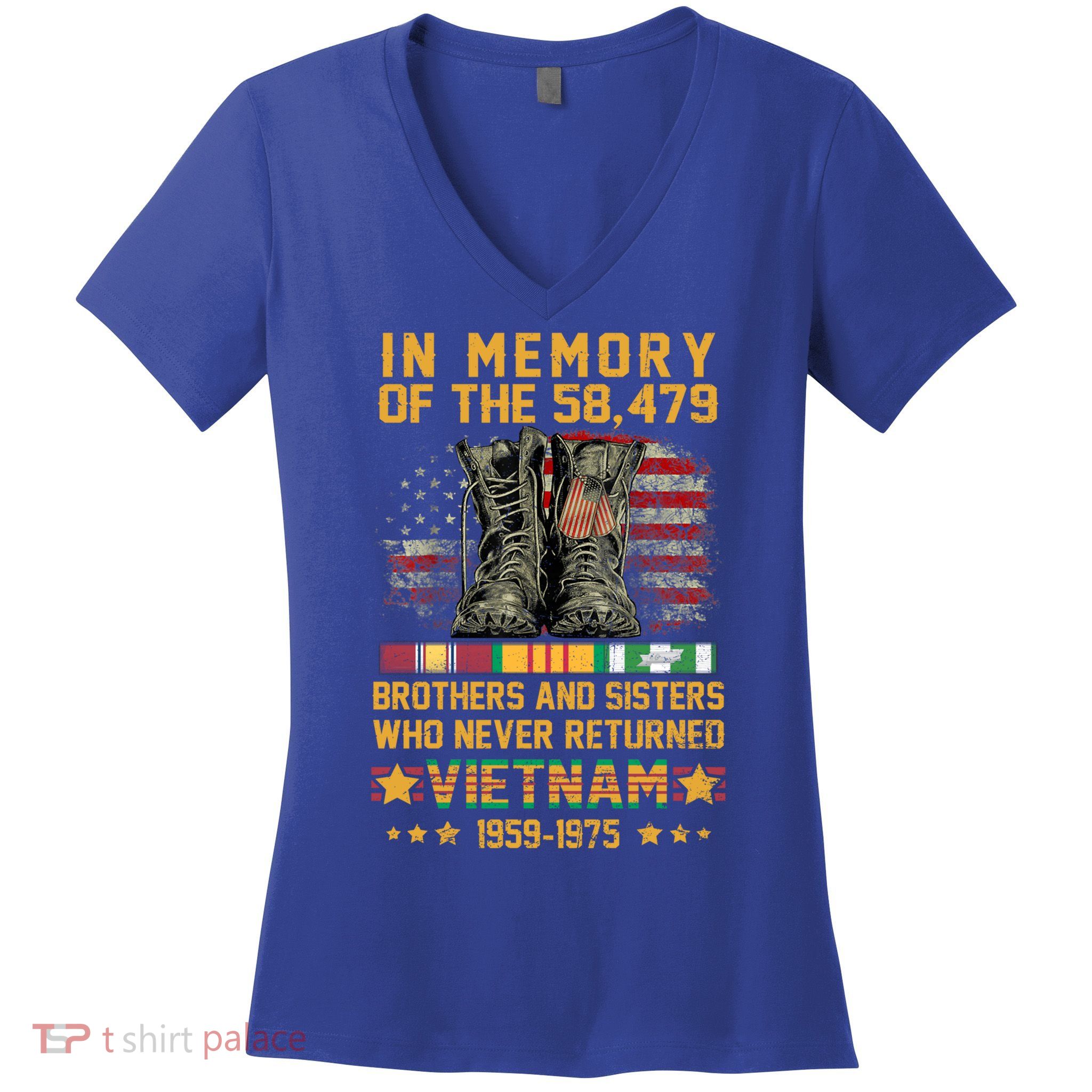 In Memory Of The 58479 Brothers And Sisters Vietnam Veteran Gift Women's V-Neck T-Shirt