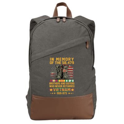 In Memory Of The 58479 Brothers And Sisters Vietnam Veteran Gift Cotton Canvas Backpack