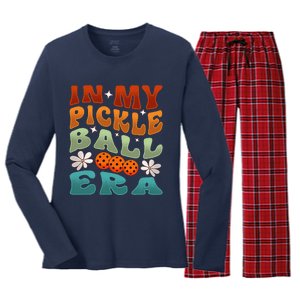 In My Pickleball Era Retro Waving Style Women's Long Sleeve Flannel Pajama Set 