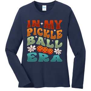 In My Pickleball Era Retro Waving Style Ladies Long Sleeve Shirt