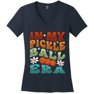 In My Pickleball Era Retro Waving Style Women's V-Neck T-Shirt