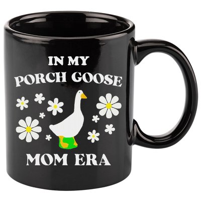 In My Porch Goose Mom Era Goose Clothes Silly Cute Groovy 11oz C Handle Ceramic Mug