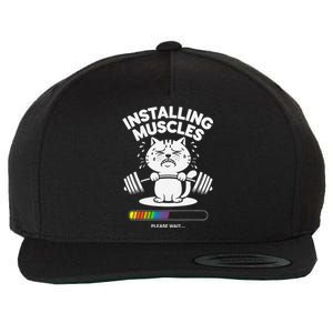 Installing Muscles Please Wait Cat Workout Gym Fitness Wool Snapback Cap