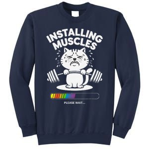 Installing Muscles Please Wait Cat Workout Gym Fitness Sweatshirt