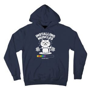 Installing Muscles Please Wait Cat Workout Gym Fitness Tall Hoodie