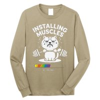 Installing Muscles Please Wait Cat Workout Gym Fitness Long Sleeve Shirt